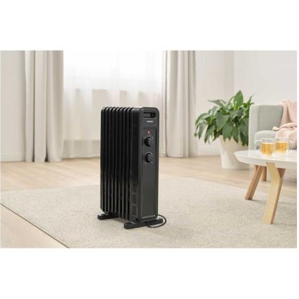 Sencor - Radiateur à bain d'huile avec 9 ailettes 800/1200/2000W/230V noir