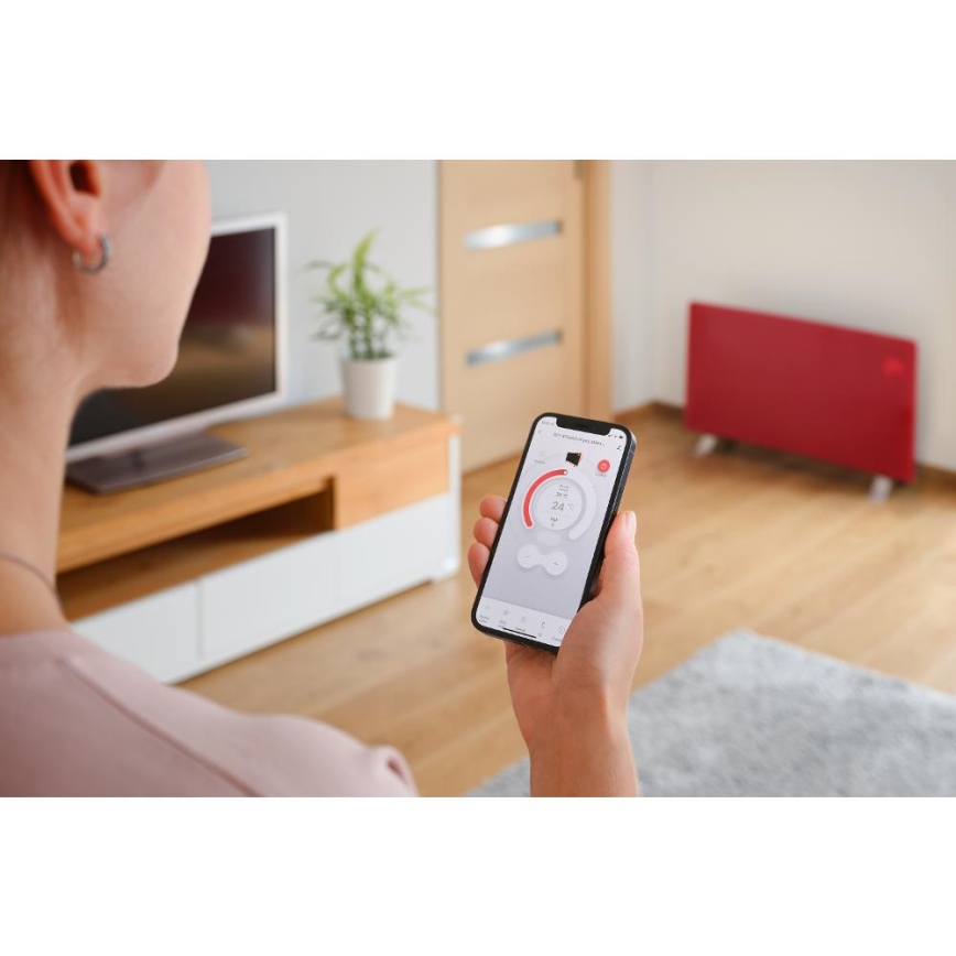 Sencor - Radiateur/convecteur électrique intelligent 1200/2400W/230V IP24 Wi-Fi rouge