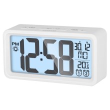 Sencor - Réveil avec affichage LCD et thermomètre 2xAAA blanc