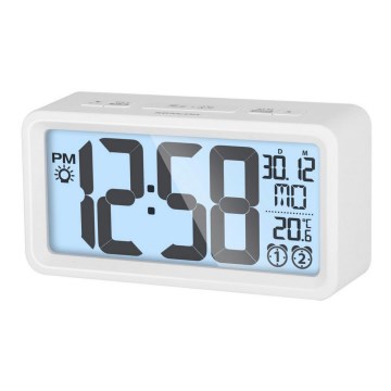 Sencor - Réveil avec affichage LCD et thermomètre 2xAAA blanc