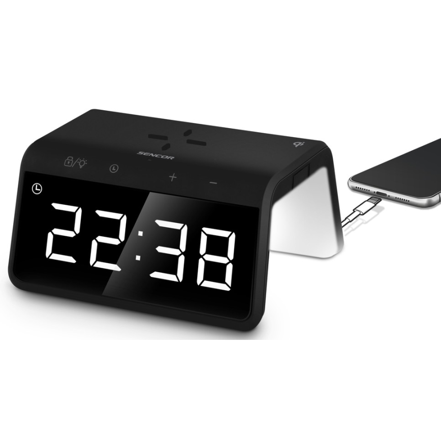 Sencor - Réveil avec charge sans fil LED RGB 10W/1xCR2032