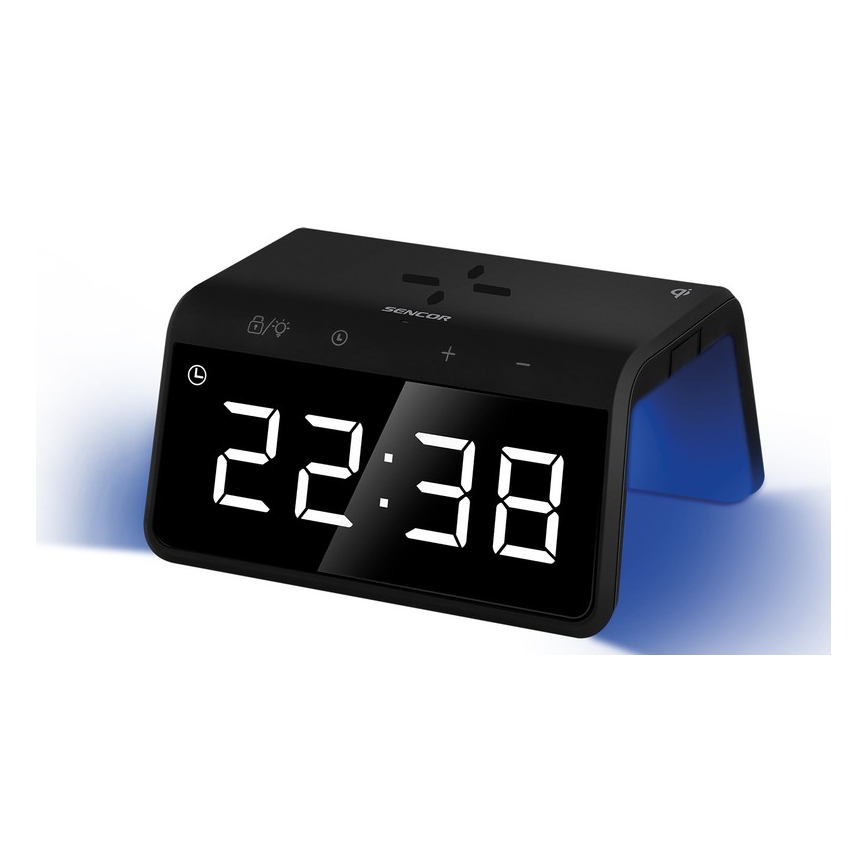 Sencor - Réveil avec charge sans fil LED RGB 10W/1xCR2032