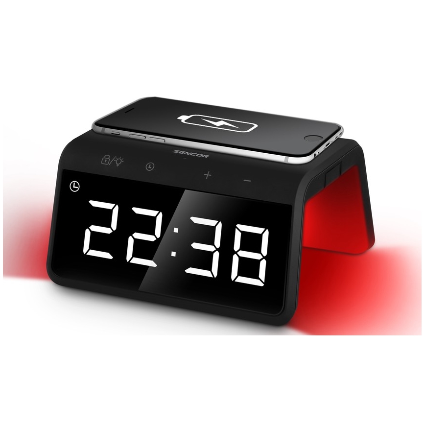 Sencor - Réveil avec charge sans fil LED RGB 10W/1xCR2032