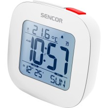 Sencor - Réveil avec écran LCD et thermomètre 2xAAA blanc