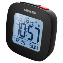 Sencor - Réveil avec écran LCD et thermomètre 2xAAA noir