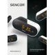 Sencor - Réveil avec écran LED et projecteur 5W/1xCR2032/5V blanc