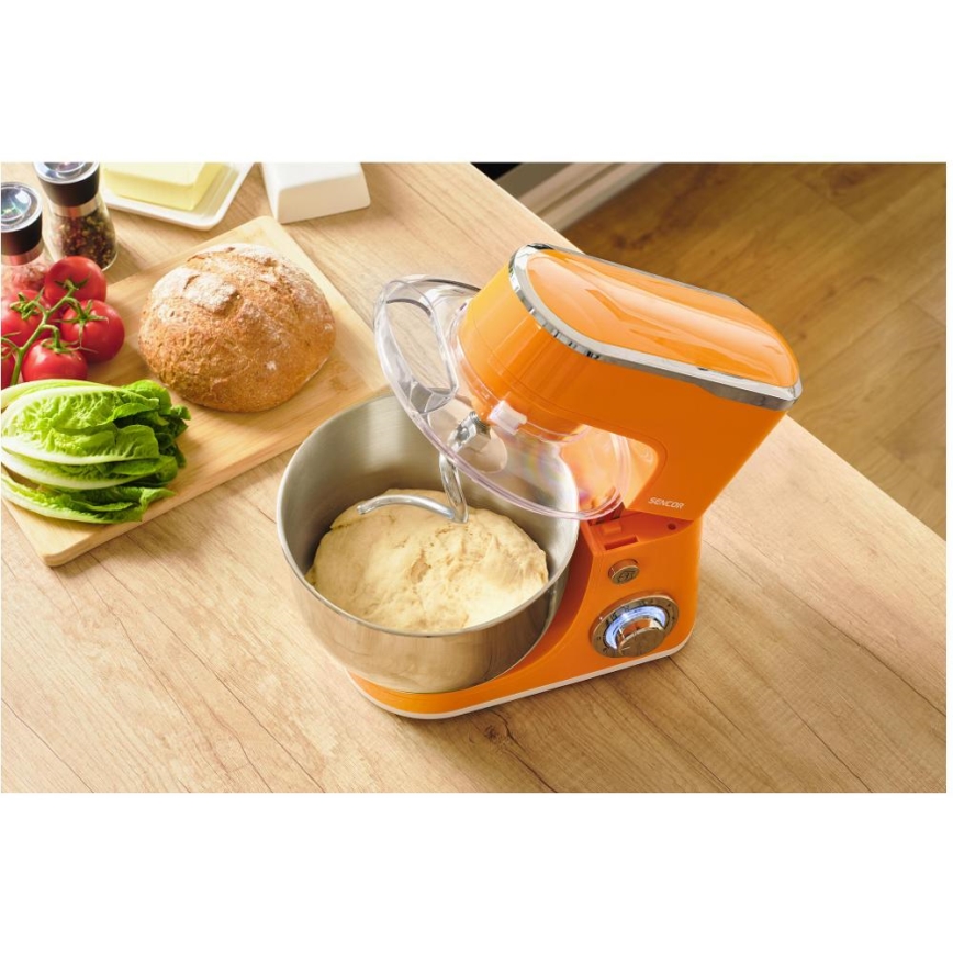 Sencor - Robot de cuisine avec bol en acier inoxydable 1300 W/230 V, orange