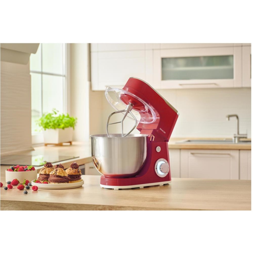 Sencor - Robot de cuisine avec bol en acier inoxydable 1300 W/230 V, rouge