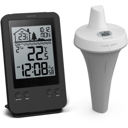 Sencor - Station météo avec capteur flottant sans fil pour piscine 2xAA + 2xAA IPX7