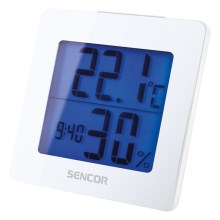 Sencor - Station météo avec écran LCD et alarme 1xAA blanche