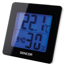 Sencor - Station météo avec écran LCD et alarme 1xAA noir