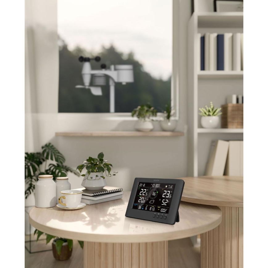 Sencor - Station météo professionnelle avec écran LCD couleur et réveil 5V/1xCR2032 + 3xAA