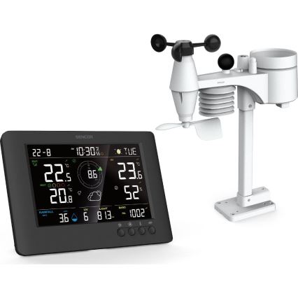Sencor - Station météo professionnelle avec écran LCD couleur et réveil 5V/1xCR2032 + 3xAA