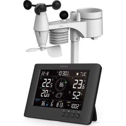 Sencor - Station météo professionnelle avec écran LCD couleur et réveil 5V/1xCR2032 + 3xAA