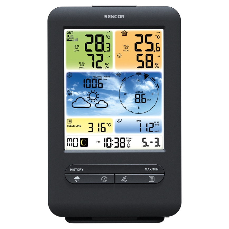 Sencor - Station météo professionnelle avec écran couleur LCD 1xCR2032 + 3xAA Wi-Fi