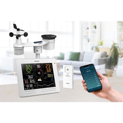 Sencor - Station météo professionnelle avec écran couleur LCD 5V 1xCR2032 + 3xAA + 2xAA Wi-Fi Tuya