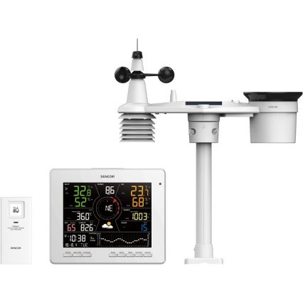Sencor - Station météo professionnelle avec écran couleur LCD 5V 1xCR2032 + 3xAA + 2xAA Wi-Fi Tuya