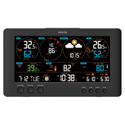 Sencor - Station météo professionnelle avec écran LCD couleur 1xCR2032 Wi-Fi