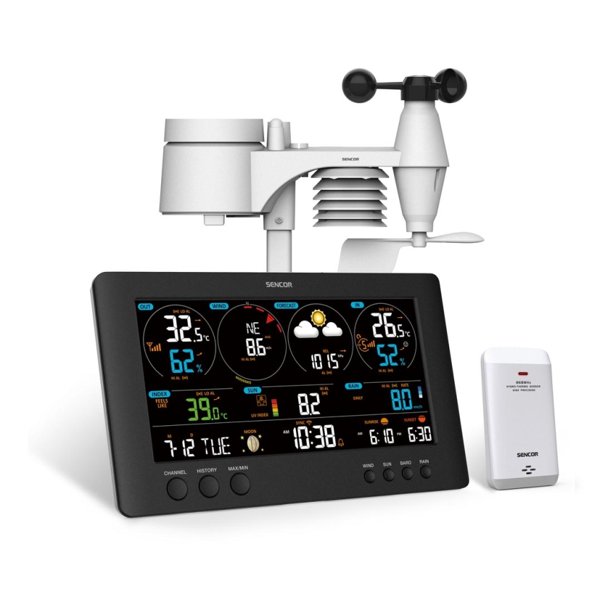 Sencor - Station météo professionnelle avec écran LCD couleur 5V/1xCR2032 + 3xAA Wi-Fi