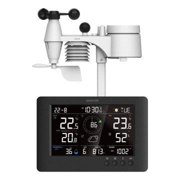 Sencor - Station météo professionnelle avec écran LCD couleur et réveil 5V/1xCR2032 + 3xAA