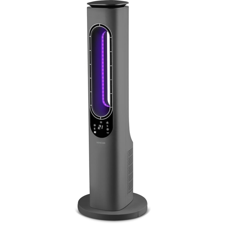 Sencor - Ventilateur colonne sans pales avec chauffage céramique 1200/2000W/230V anthracite + télécommande