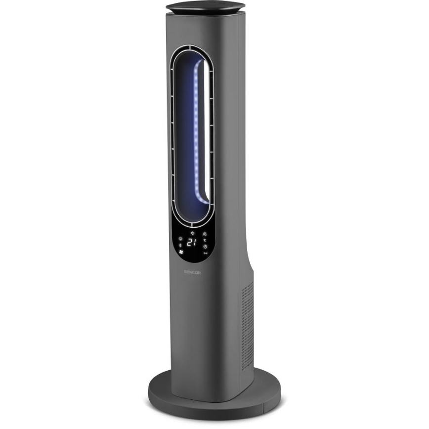 Sencor - Ventilateur colonne sans pales avec chauffage céramique 1200/2000W/230V anthracite + télécommande