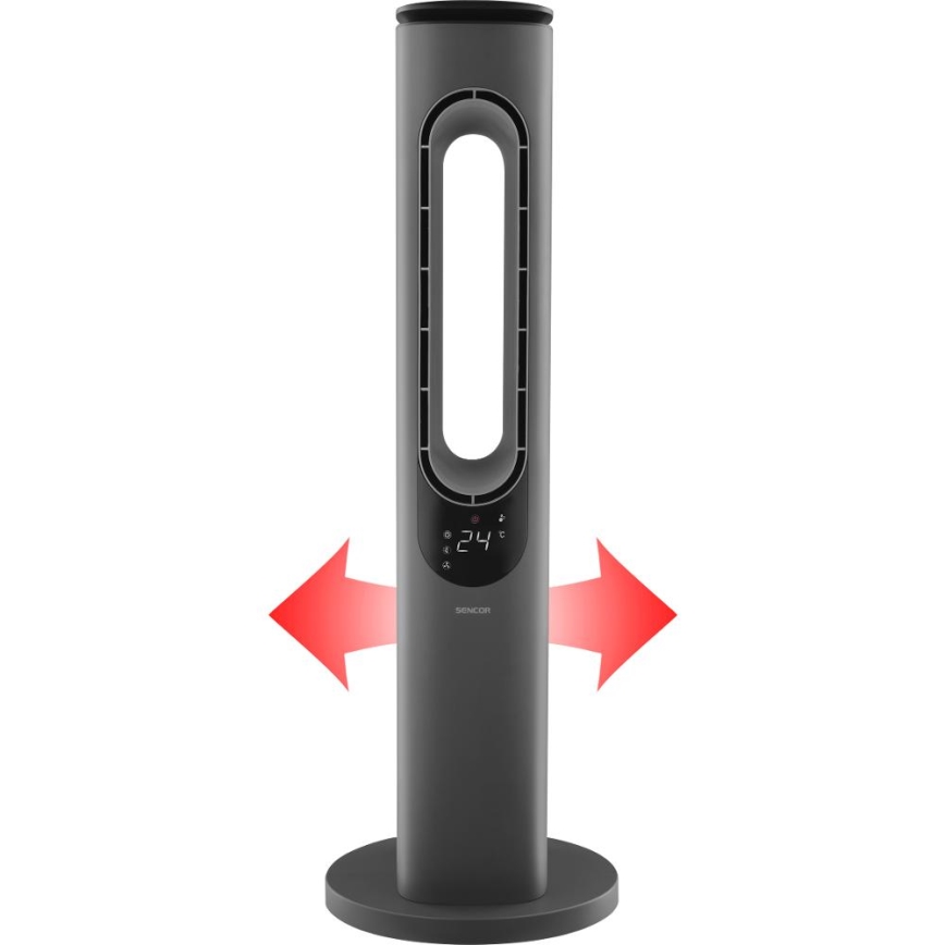 Sencor - Ventilateur colonne sans pales avec chauffage céramique 1200/2000W/230V anthracite + télécommande