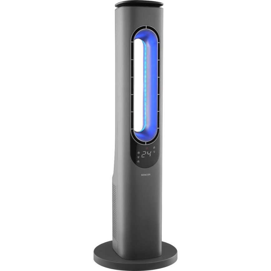 Sencor - Ventilateur colonne sans pales avec chauffage céramique 1200/2000W/230V anthracite + télécommande
