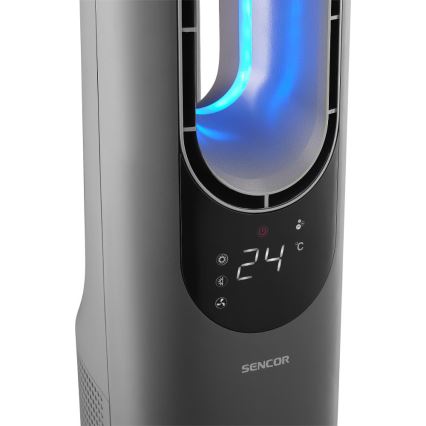 Sencor - Ventilateur colonne sans pales avec chauffage céramique 1200/2000W/230V anthracite + télécommande