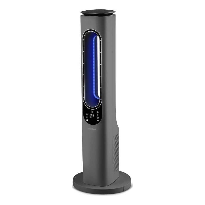 Sencor - Ventilateur colonne sans pales avec chauffage céramique 1200/2000W/230V anthracite + télécommande