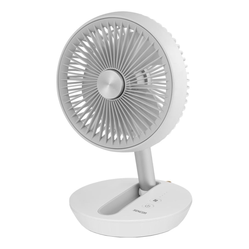 Sencor - Ventilateur de table rechargeable 5W/5V 4000 mAh blanc