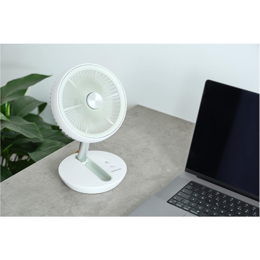 Sencor - Ventilateur de table rechargeable 5W/5V 4000 mAh blanc