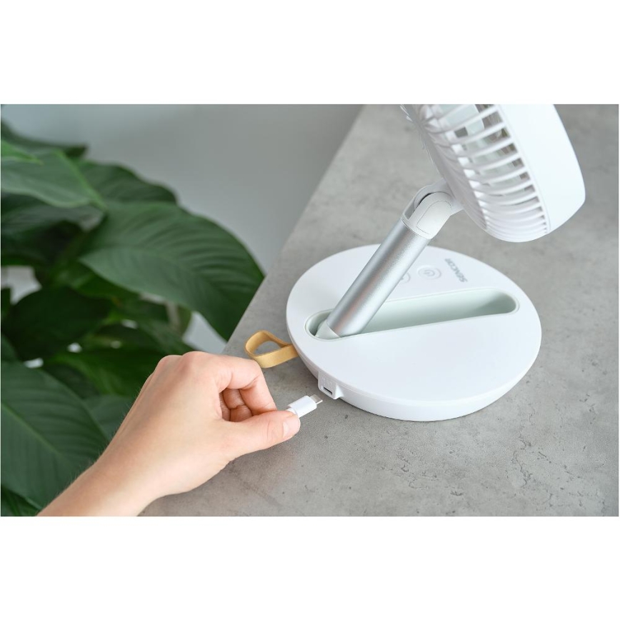 Sencor - Ventilateur de table rechargeable 5W/5V 4000 mAh blanc