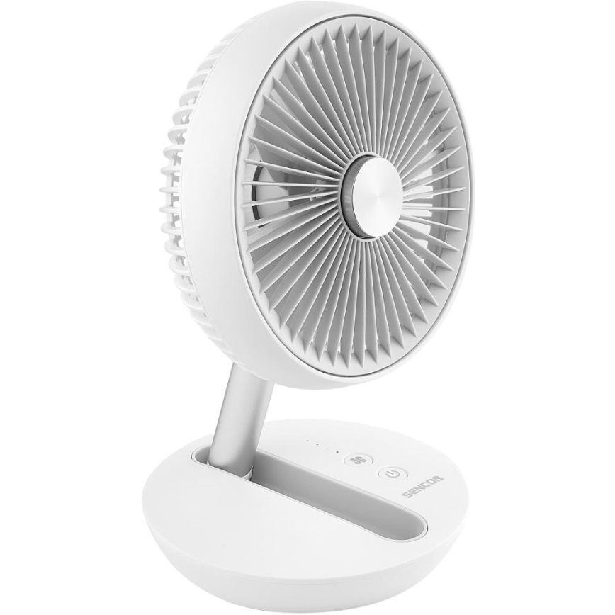 Sencor - Ventilateur de table rechargeable 5W/5V 4000 mAh blanc