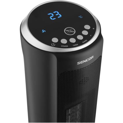 Sencor - Ventilateur soufflant avec élément chauffant en céramique 1300/2200W/230V noir + télécommande