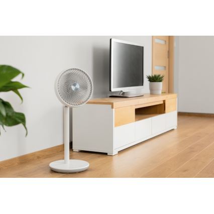 Sencor - Ventilateur sur pied 3D UltraSilent 26W/230V blanc + télécommande