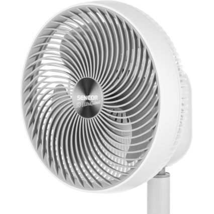 Sencor - Ventilateur sur pied 3D UltraSilent 26W/230V blanc + télécommande