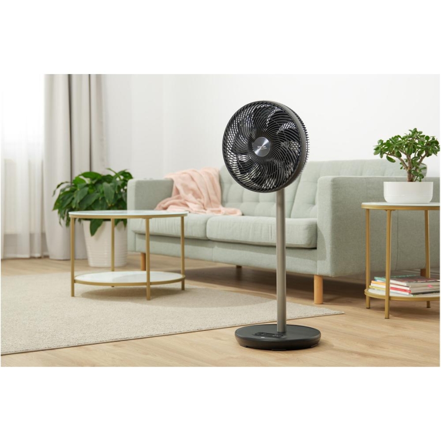 Sencor - Ventilateur sur pied 3D UltraSilent 26W/230V Wi-Fi noir + télécommande