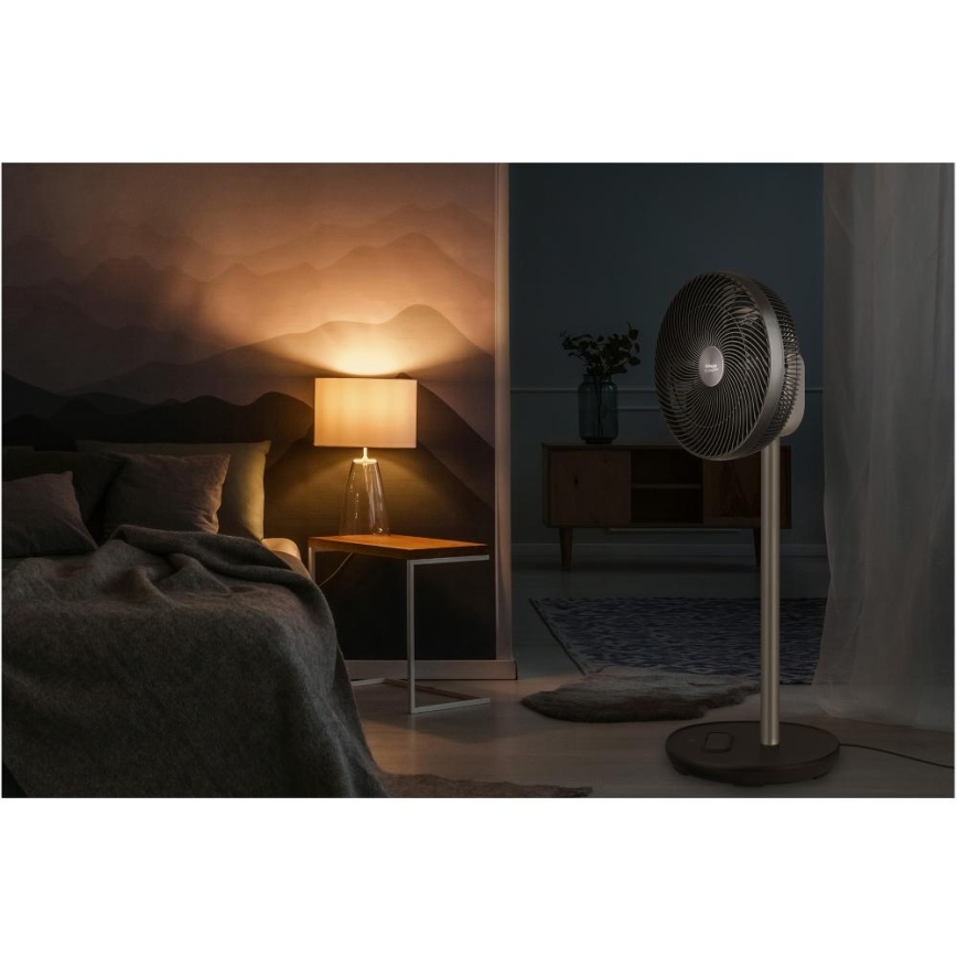 Sencor - Ventilateur sur pied 3D UltraSilent 26W/230V Wi-Fi noir + télécommande