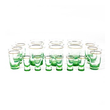 Service 6x grand verre, 6x verre moyen et 6x petit verre à shot transparent