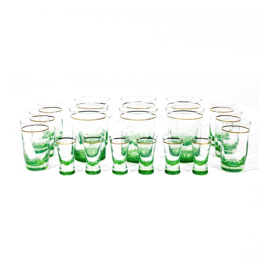 Service 6x grand verre, 6x verre moyen et 6x petit verre à shot transparent