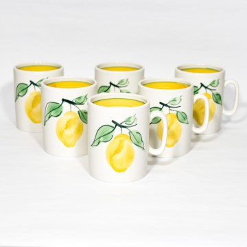 Service 6x mug en céramique Hubert blanc jaune