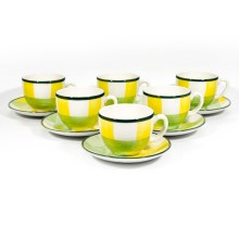 Service 6x tasse en céramique Tereza avec sous-tasse blanc vert