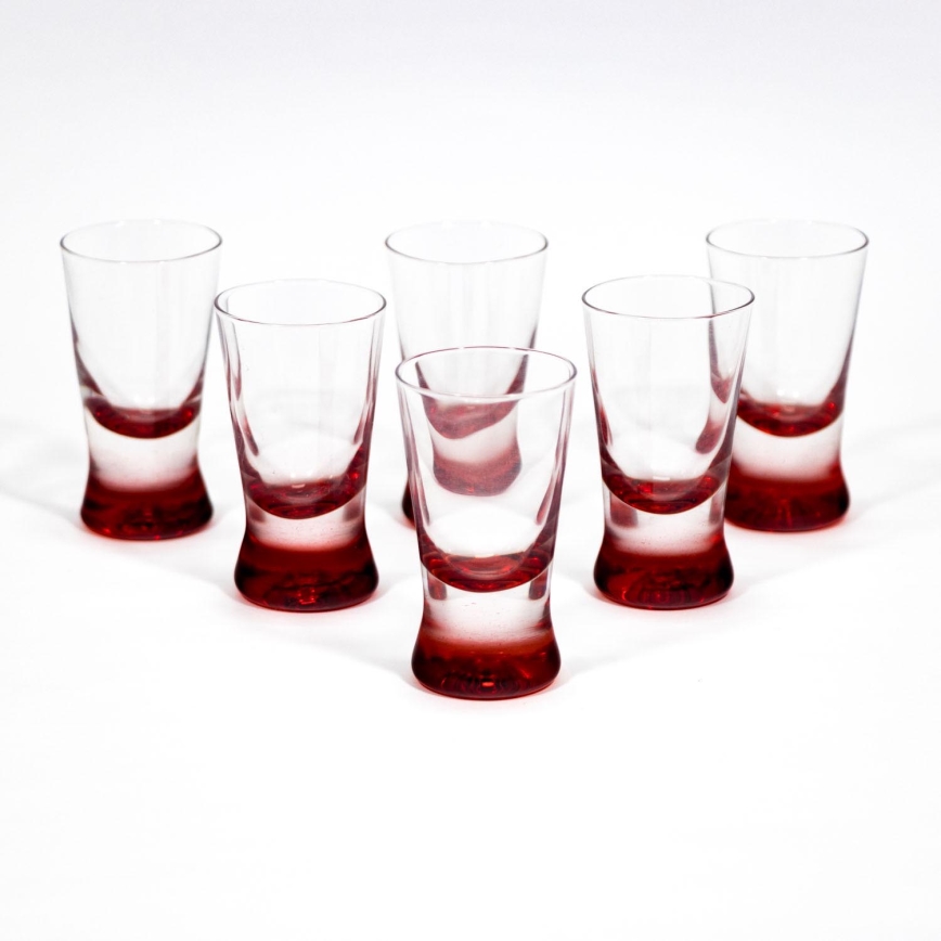 Service 6x verre à shot 25 ml rouge transparent