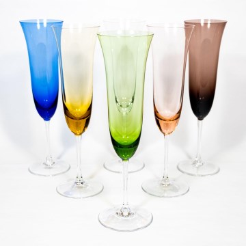 Service 6x verre à vin 150 ml transparent avec une teinte mutlicolore
