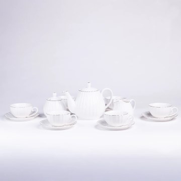 Service à café en porcelaine, 15 pièces, blanc