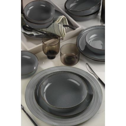 Service de table 12 pièces en porcelaine, gris
