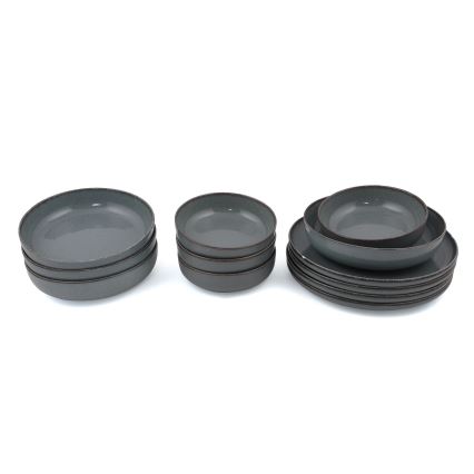 Service de table 12 pièces en porcelaine, gris