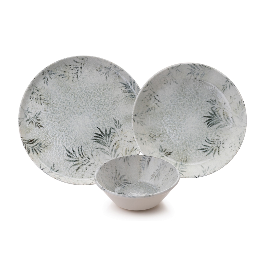 Service de table 12 pièces en porcelaine, gris