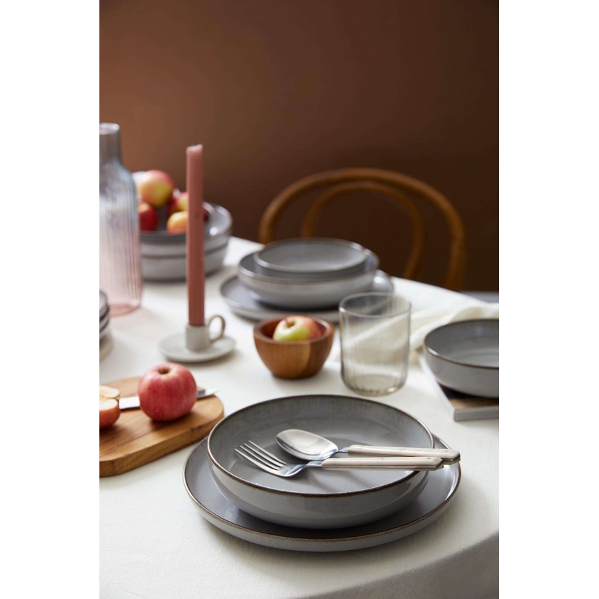 Service de table 12 pièces, gris / porcelaine